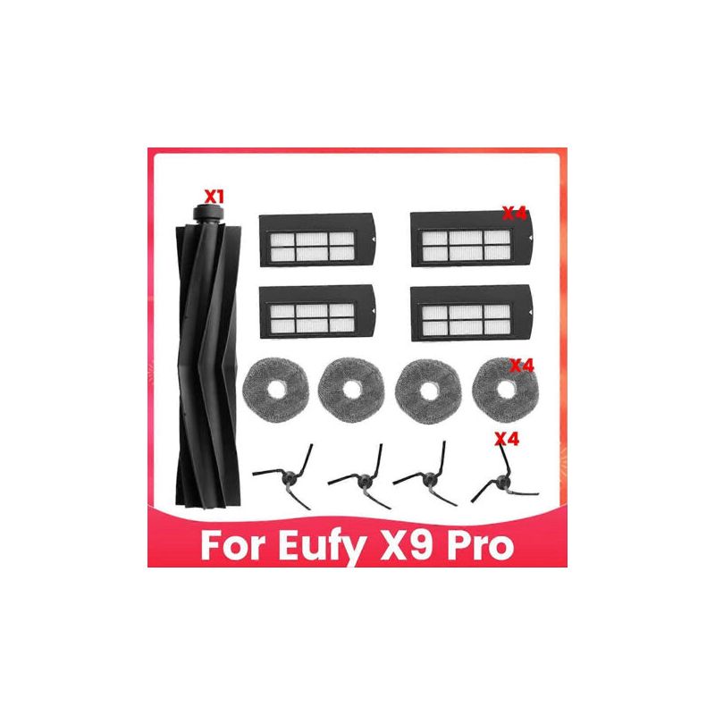 Ersatzteile Kompatibel Mit Dem Eufy X9 Pro Saugroboter: Zubehörset Inklusive Rotierender Bürste, Filter Und Seitenteilen.