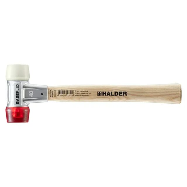 BASEPLEX-Schonhammer, Nylon / Celluloseacetat mit Zinkdruckguss-Gehäuse und Holzstiel D=40 mm 3968.040