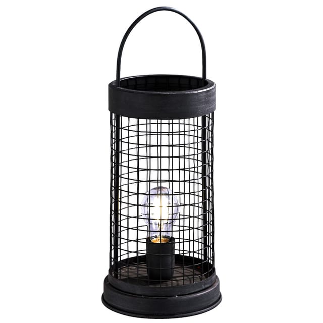 Fischer Leuchten - Vintage Design Beistell Nacht Tisch Leuchte schwarz Wohn Zimmer Deko Beleuchtung Lese Gitter Lampe FH-Lighting 850045