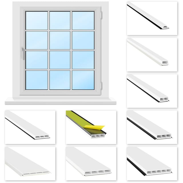 Glassprossen PVC weiß 1-2m - Weichlippen grau & schwarz, selbstklebend - HJ: HJ.290 - 30x13mm / 15° Schräge, 2 Meter lichtgraue Lippe