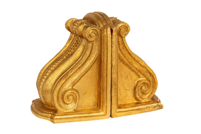 Paar Buchstützen aus antikem Blattgoldlack-Holz Made in Italy