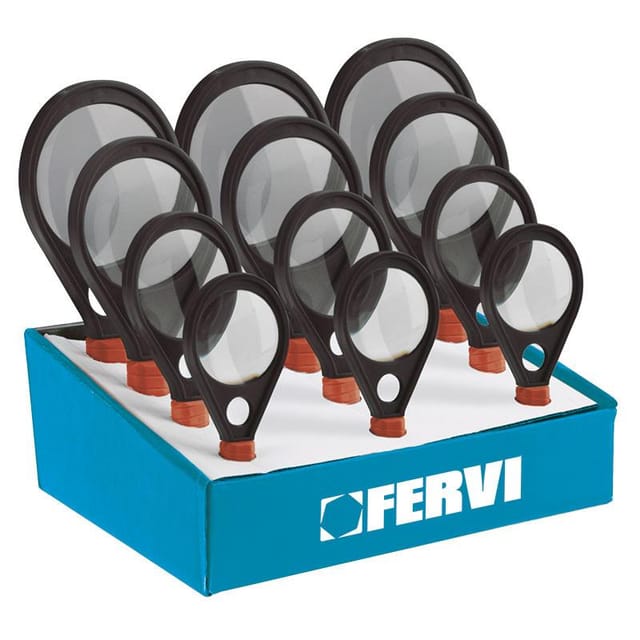 Serie von 12 Kristall-Vergrosserungslinsen Fervi 0659