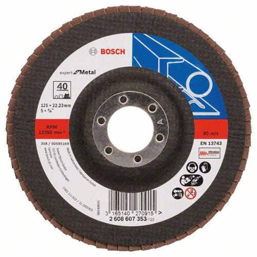 Bosch Fächerschleifscheibe Expert for Metal 125 22,23 40 gerade Glasgewebeteller - 2608607353