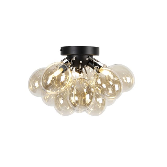 Design Deckenleuchte schwarz mit Braunglas 3-Licht - Uvas