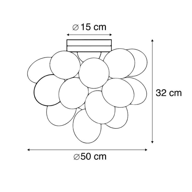 Design Deckenleuchte schwarz mit Braunglas 6 Lampen - Uvas