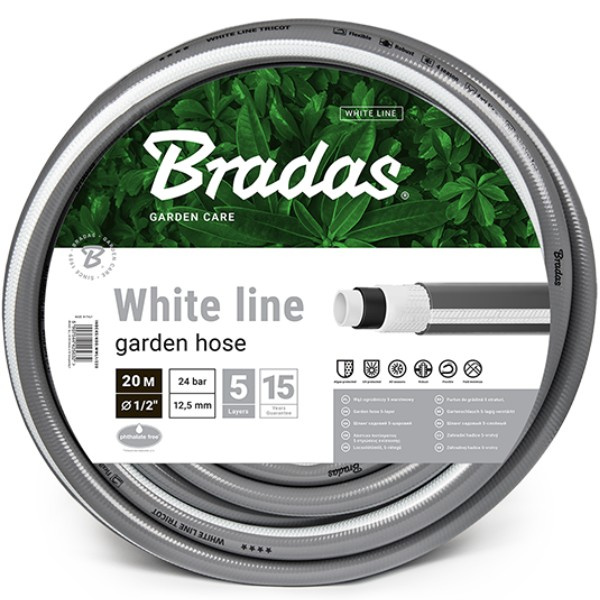 5 Lagig Schlauch 5/8" 50m Gartenschlauch Wasserschlauch White Line Wwl5/850 Bradas 5687
