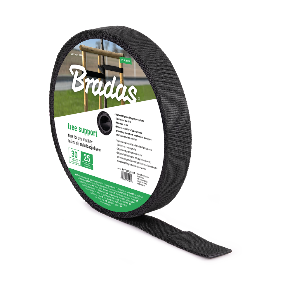 Baumbindeband Tree Support 30mm X 25m Gartenband Zur Befestigung Von Bäumen, Setzlingen Und Sträuchern Uv-beständig Baumbefestigung Tyts3025/bk