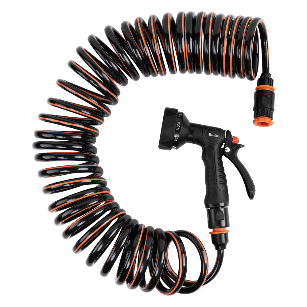 Spiralschlauch Gartenschlauch 10m Spirng Flex Set Mit Sprühpistole 9 Strahlarten Schnellkupplungen Wasserhahnanschluss 1/2 3/4 Wsf10