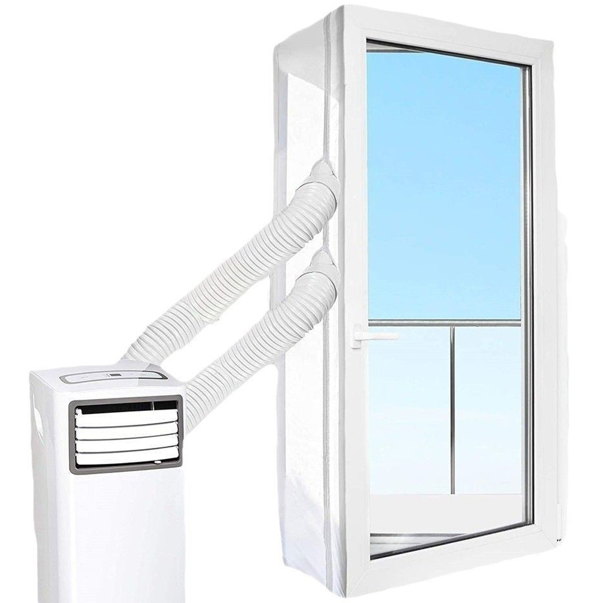 Tragbares Fensterklimagerät-set, Mückenschutz, Wasserdicht, Heißluftstopper, Für Dreh-/kippfenster, 300 Cm, Weiß