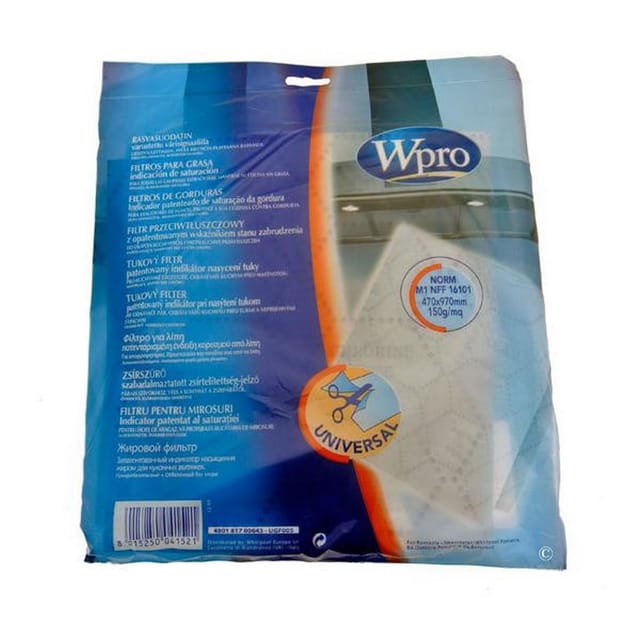 Wpro - Ersatzteil - Fettfilter mit Sättigungsanzeige (einzeln), original - - zanussi, bauknecht, unbranded, neutral, whirlpool, ignis, scholtes, ikea