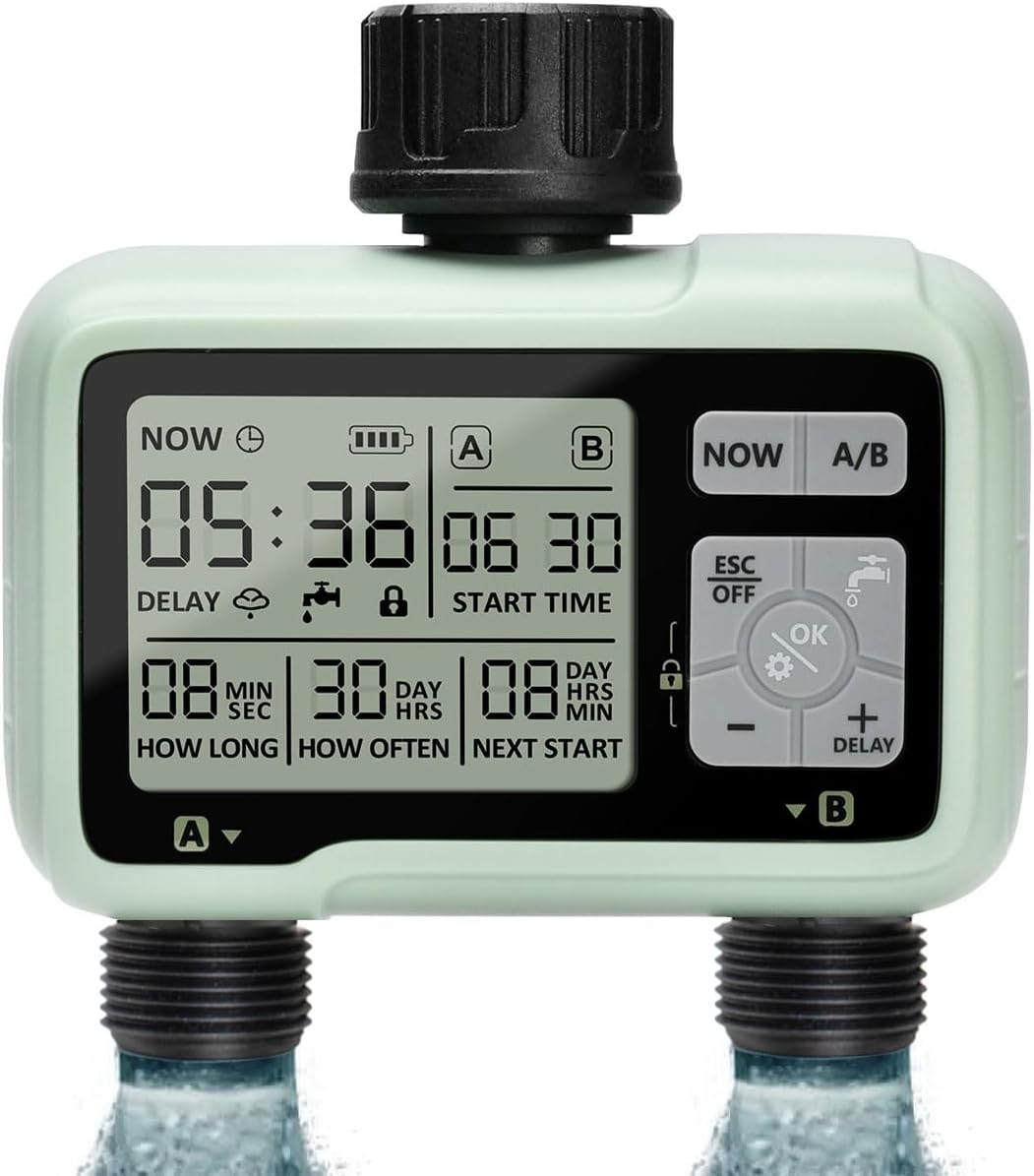 1 Zwei-wege-bewässerungssteuerung, Automatischer Timer Ipx5, Einstellbare Dauer Und Frequenz, Für Garten Und Rasen