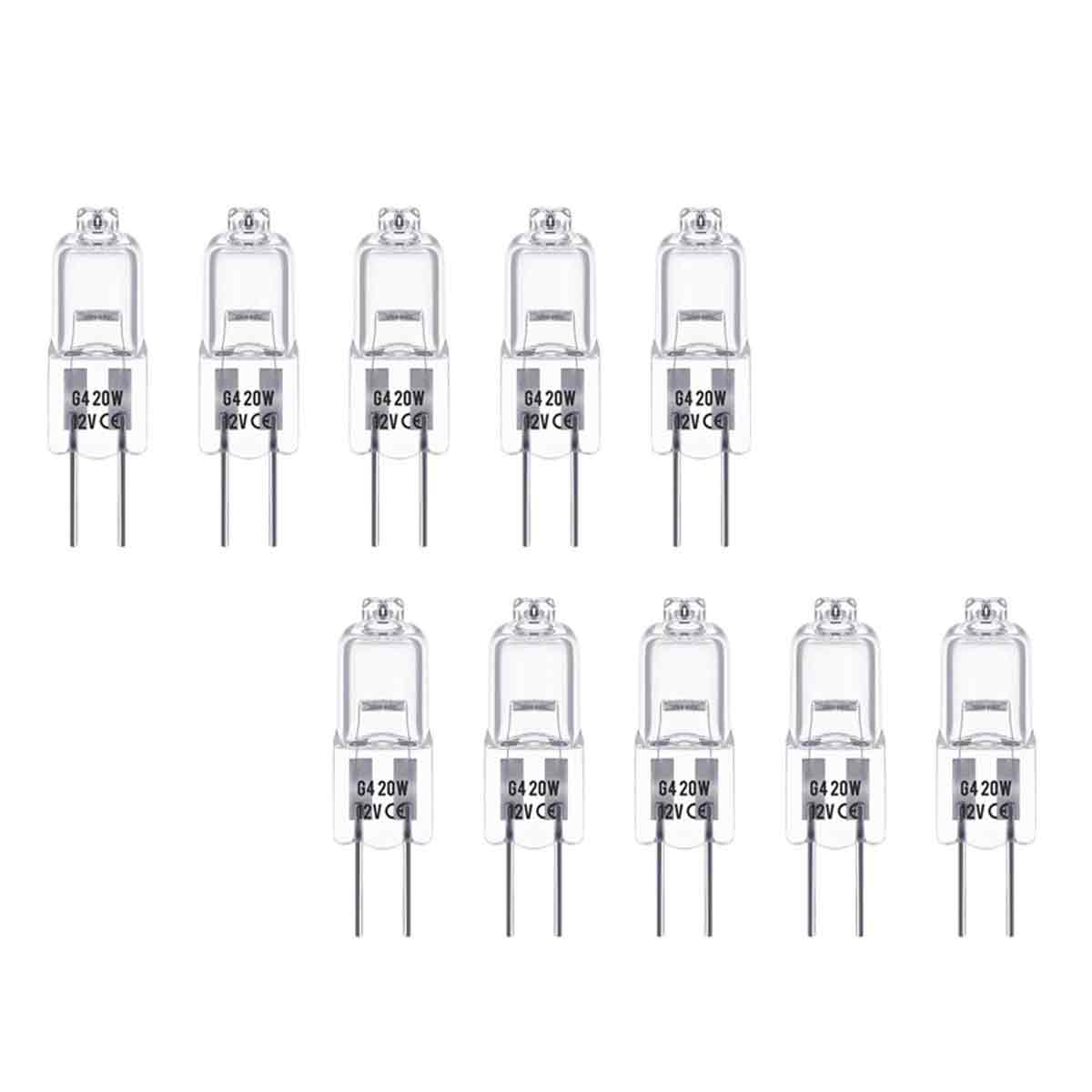 10er-packung – G4-halogenlampen / Glühlampen – Warmweiß – Halogen, Warmweiß, 20 W