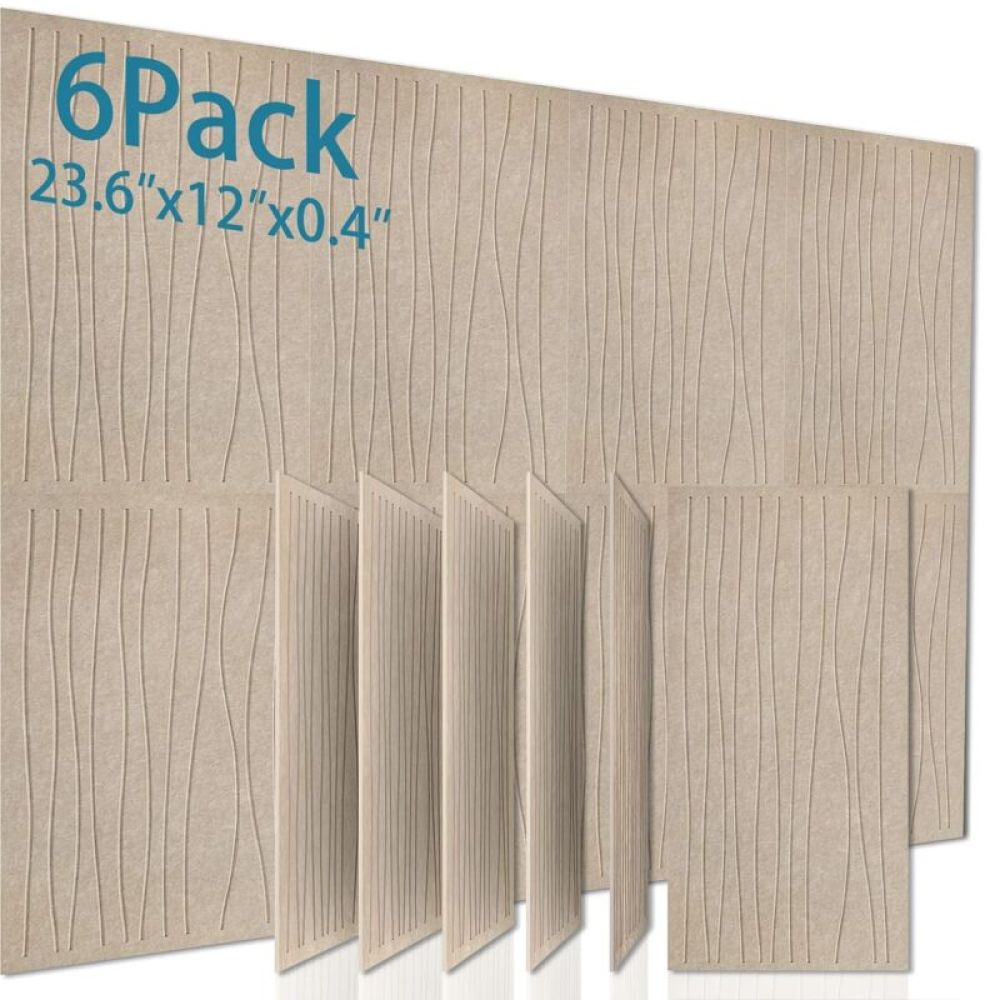 Set Mit 6 Selbstklebenden Akustikpaneelen, Polyester-isolierpaneelen, Hochdichte Schallschutzwandpaneele, 60 X 30 X 1