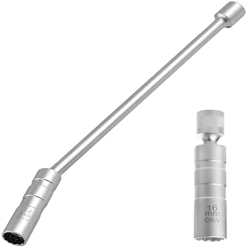Set Mit 2 Zündkerzenschlüsseln, 14 Mm, Für 16 Zündkerzen, 12-kant, 3/8"-antrieb, 360° Drehbarer Magnetischer Steckschlüssel, Zündkerzenwerkzeug Für Reparaturen