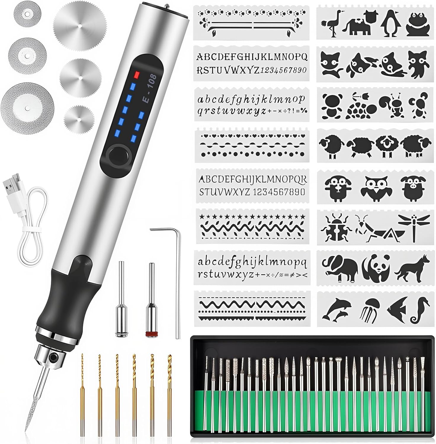 Elektrischer Gravierstift Zum Gravieren Von Metall, Glas, Keramik Und Holz Gravierwerkzeug-set Mit 16 Schablonen, Geeignet Für Diy-projekte, Bastelarbeiten Und Zubehör.