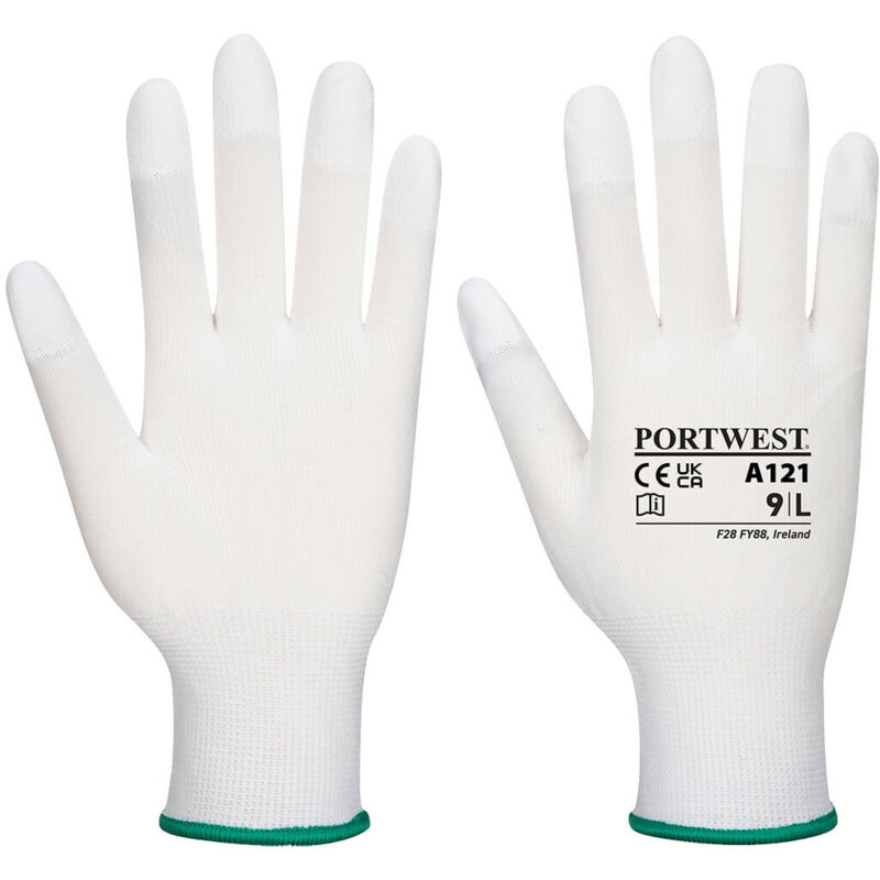 Handschuhe mit beschichteten PU-Fingern, Weiß, XL – Größe 10