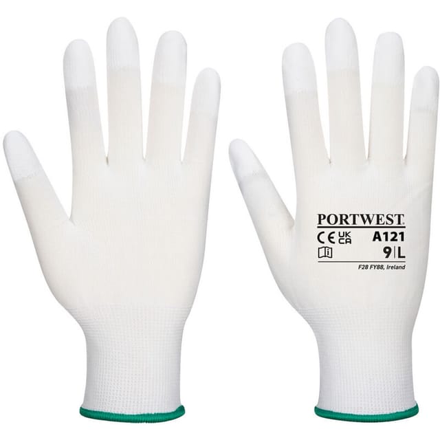 Handschuhe mit beschichteten PU-Fingern, Weiß, XL – Größe 10