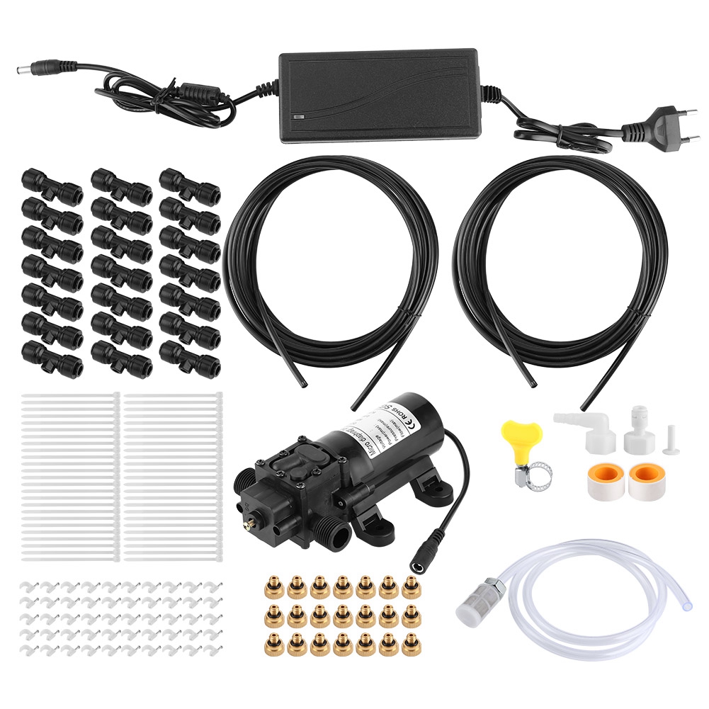 Elektrisches Niederdruck-sprühkühlsystem Für Den Hausgebrauch, 15 M X 21-zoll-düse, 110–240 V Eu-stecker