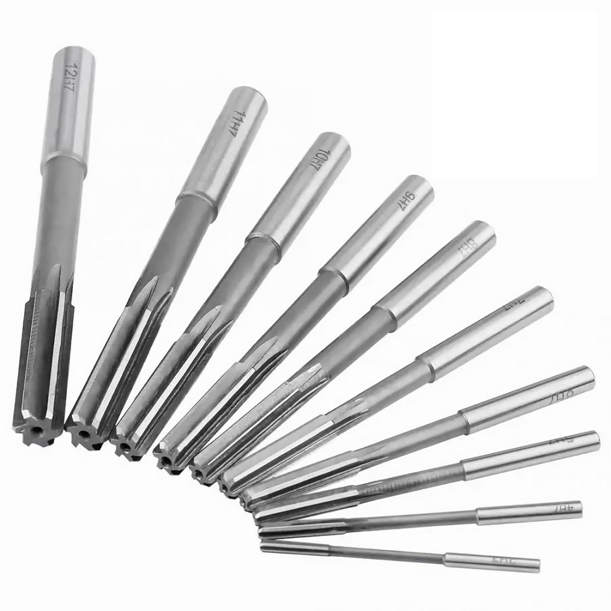 Satz Mit 10 Hss H7-reibahle Mit Gerader Nut: 3/4, 5, 6, 7, 8, 9, 10, 11, 12 Mm
