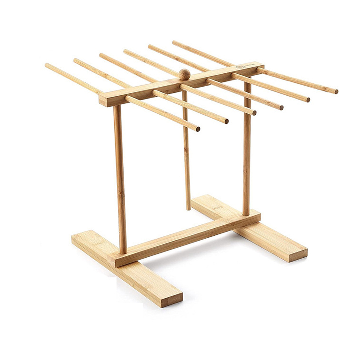 Universeller, Hängender Nudelabtropfer Aus Bambus Und Holz Mit Transferstange, Ideal Für Die Zubereitung Italienischer Pasta. Auf Lager. Verfügbar.