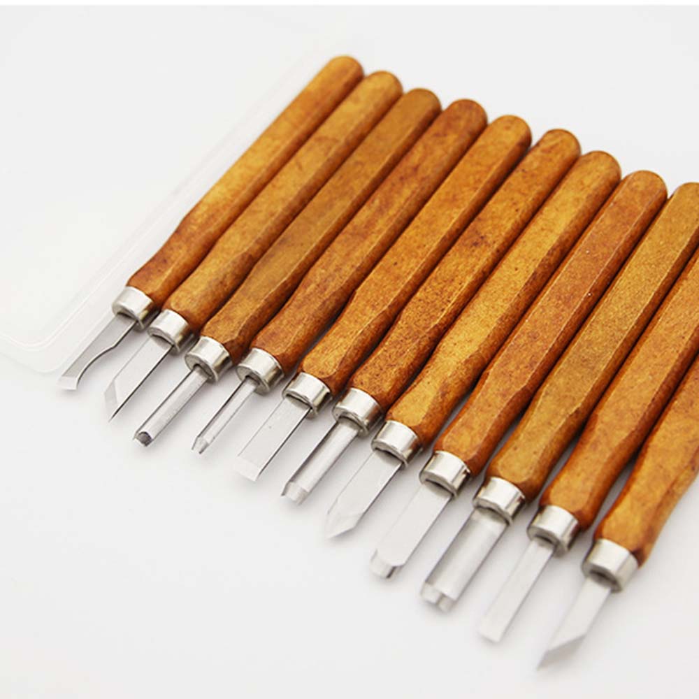Set Mit 12 Holzschnitzwerkzeugen Inklusive Schleifstein Und Schutzkoffer: Meißel, Hohlbeitel, Schaber, V-förmige Schnitzwerkzeuge, Reliefwerkzeuge Für Holzblöcke, Lindenholz, Weichholz
