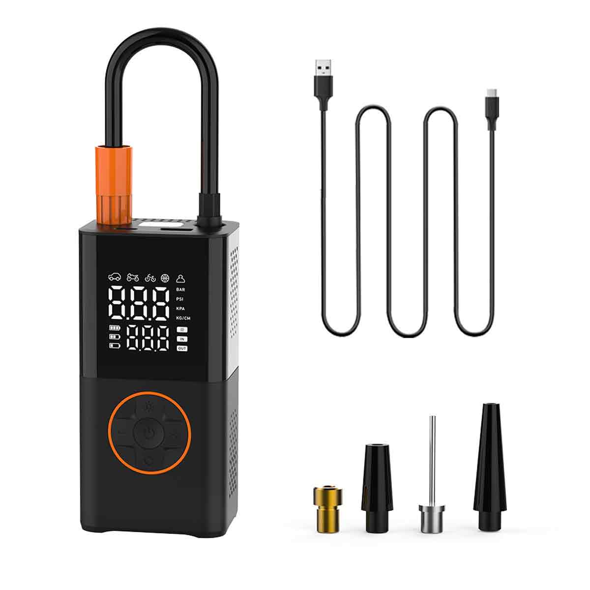 Tragbare Autoreifenpumpe, Kabellos Wiederaufladbar, Mit Doppelter Digitalanzeige, Mini-handpumpe Zum Aufpumpen Von Reifen.