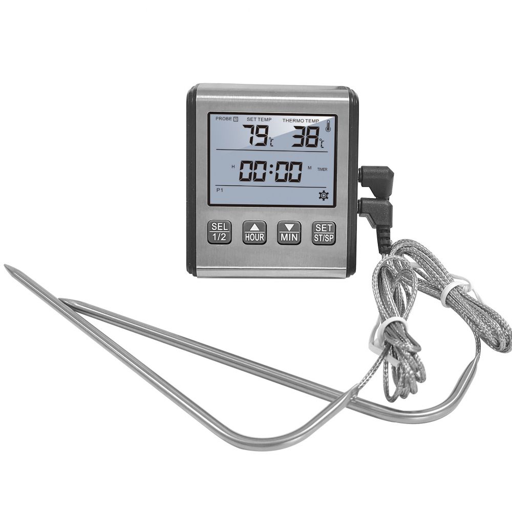 Digitales Fleischthermometer Mit Zwei Sonden, Grillthermometer Mit 8 Voreingestellten Temperaturen, Lcd-display Und Alarmfunktion, Bratenthermometer Für Wohnmobile, Grills Und Smoker