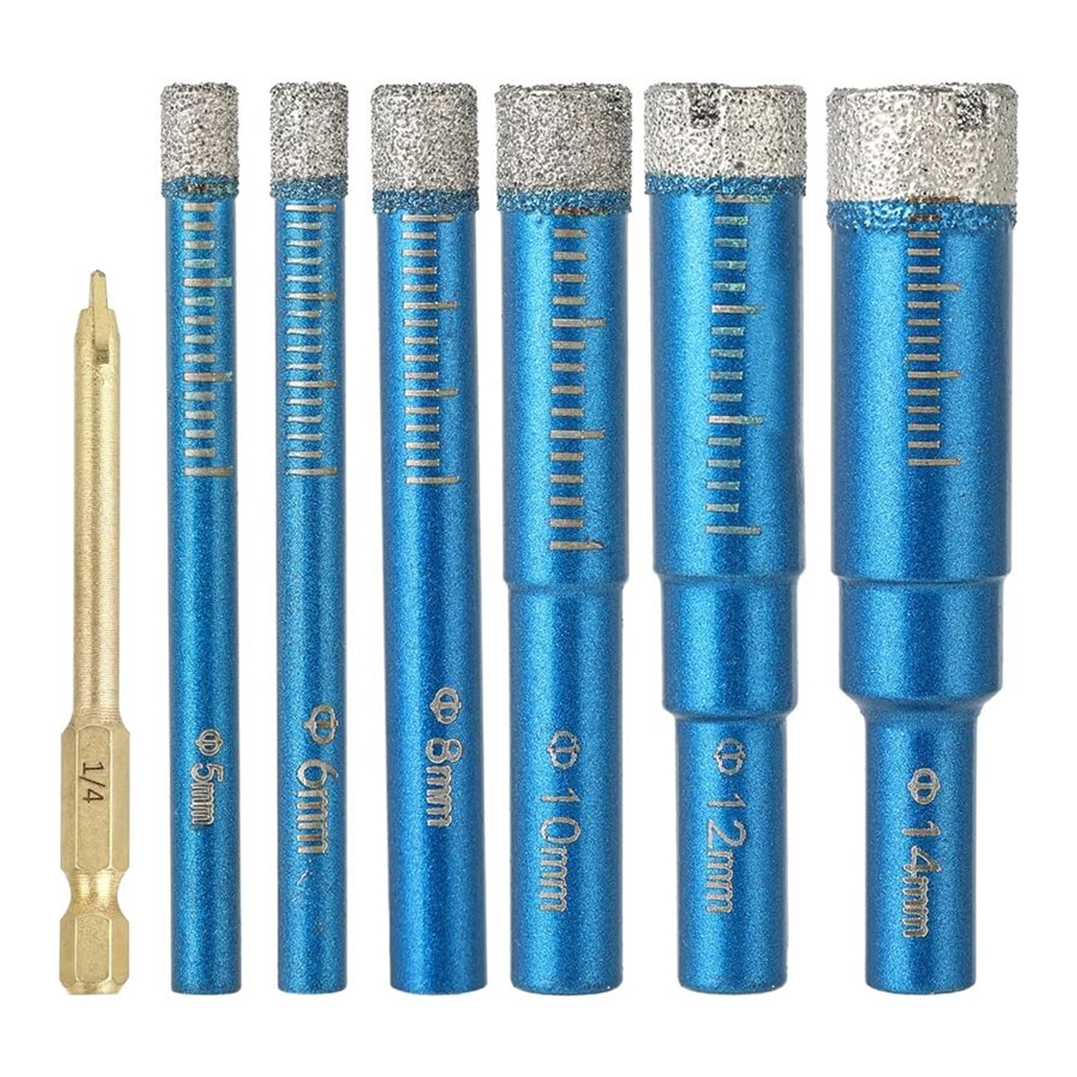Komplettes 7-teiliges Fliesenbohrer-set, Inklusive Eines 6-mm-diamant-fliesenbohrers Und Größen 5/8/10/12/14 Mm, Perfekt Für Keramik.