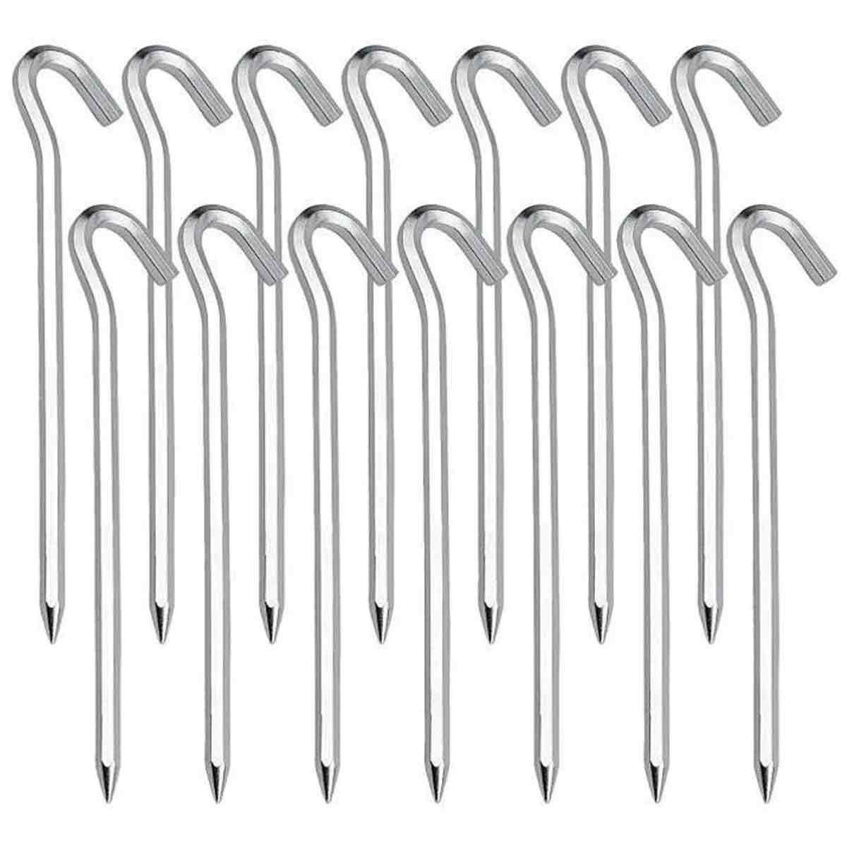 14 Stück Zeltnägel, Stahl-zeltnägel, Bodenbefestigungsheringe Mit Haken - Ideal Für Garten Und Campingzelte.