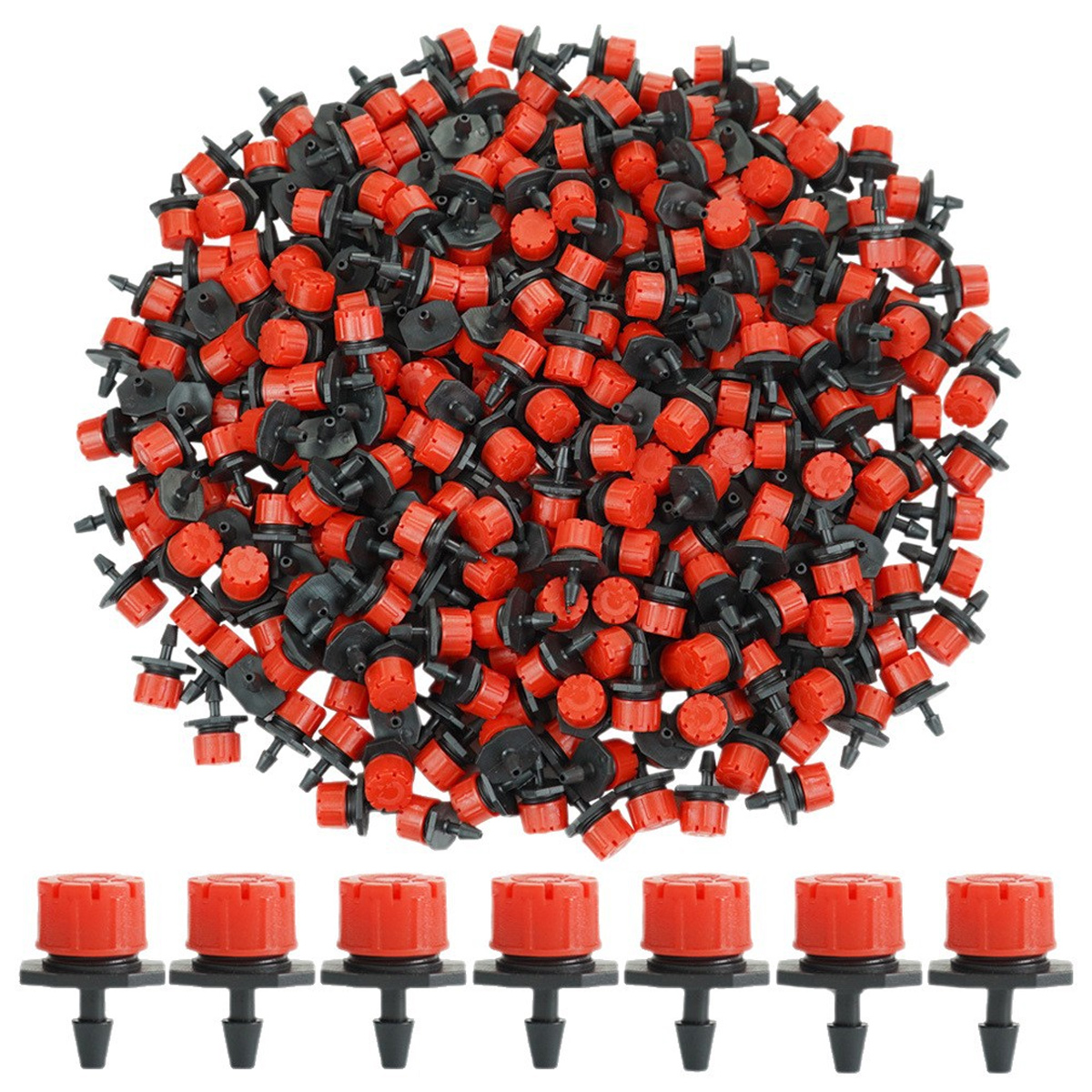 100 Stück 1/4"-tropfbewässerungs-tropfer, Gartensprengerdüsen, 360° Verstellbar, Diy Automatische Tropfbewässerung (rot)