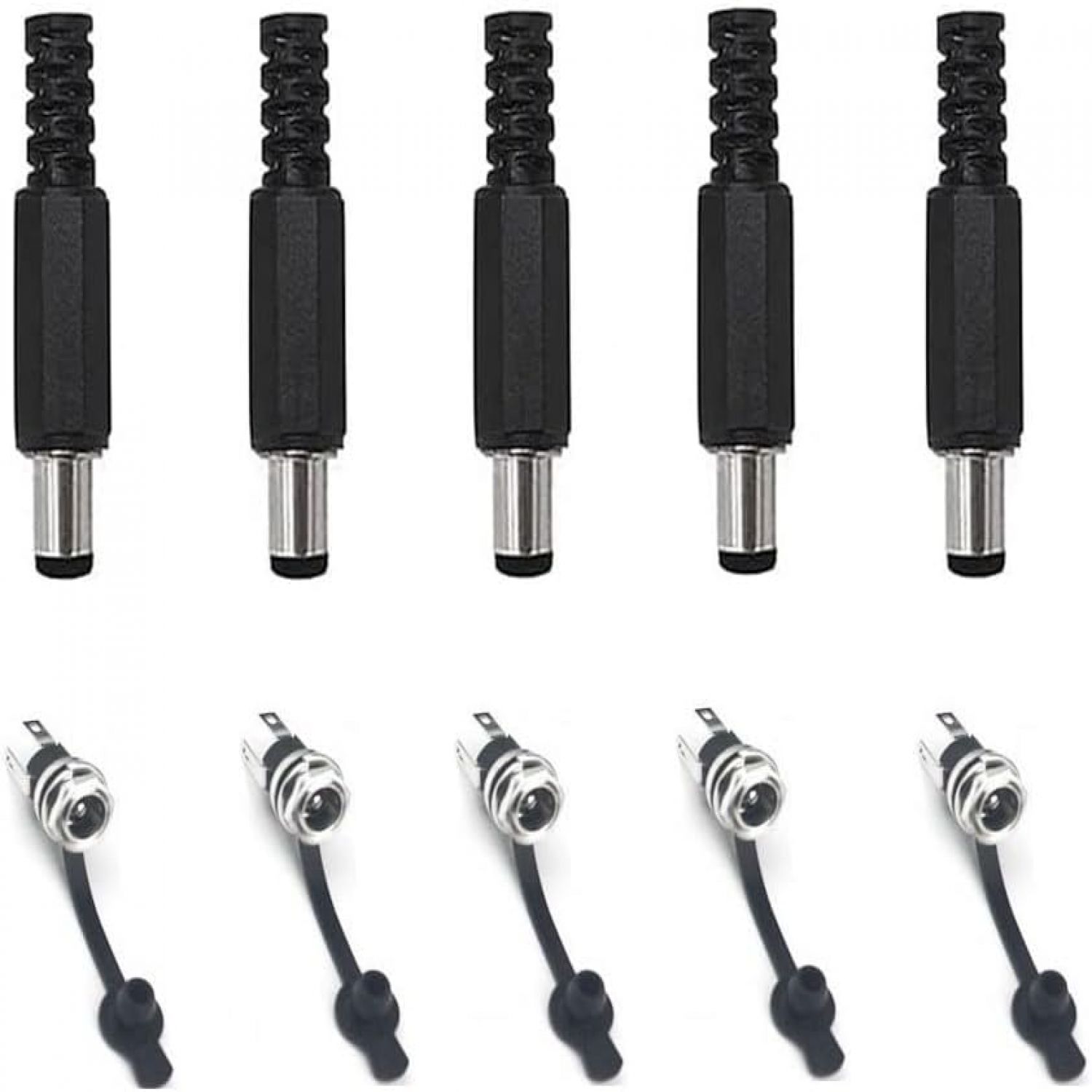 5 Steckverbinder, 5,5 Mm X 2,1 Mm, Stecker, Lötanschluss, Elektronik - 5 Steckverbinder, 5,5 Mm X 2,1 Mm, Stecker, Lötanschluss, Elektronik