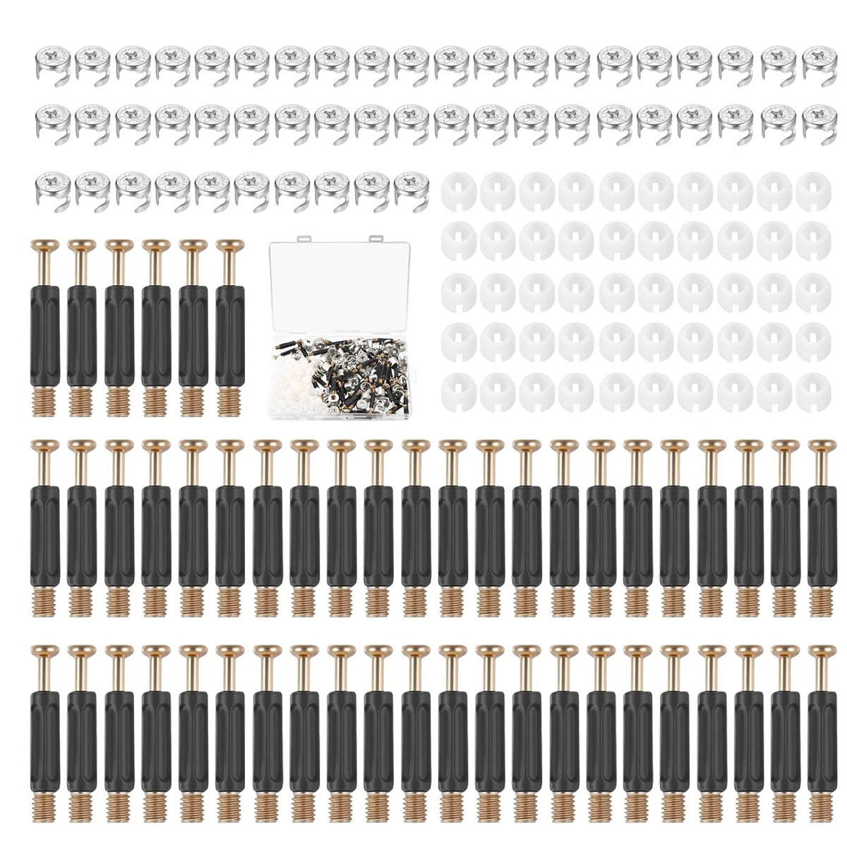 50er-set 3-in-1 Exzenter-möbelverbinder, Inklusive Schraubdübel, M6 X 40 Mm Schrauben, Exzenterverbinder, Möbelverbinder, Muttern Und Schrauben Zum Verbinden Von Paneelen Für Kleiderschränke Und Schrä