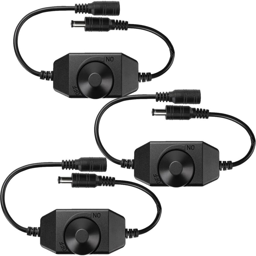 Set Mit 3 Schwarzen Dc12-24v Led-dimmern, Drehregler Mit Pwm-steuerung, 5,5x2,1mm Stecker, Für Led-streifen Im Innenbereich