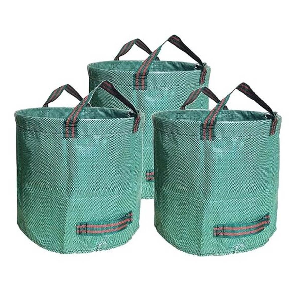 Set Mit 3 X 500-liter-gartenabfallsäcken – 50 Kg Tragkraft – Verstärkte Griffe – Strapazierfähig Und Wiederverwendbar – Wasserabweisender Pp-beutel
