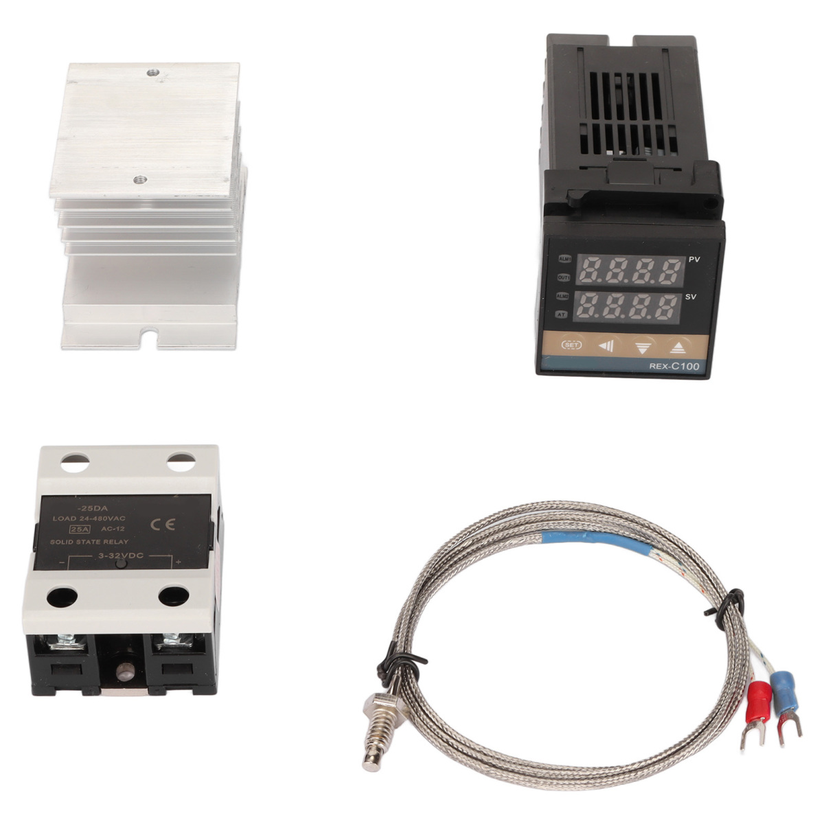 Digitaler Pid-thermostat, Präziser Temperaturregler Mit Kühlkörper Für Thermoelemente Typ K Und Halbleiterrelais Für Landwirtschaftliche Anwendungen, 100–240 V, 25 A