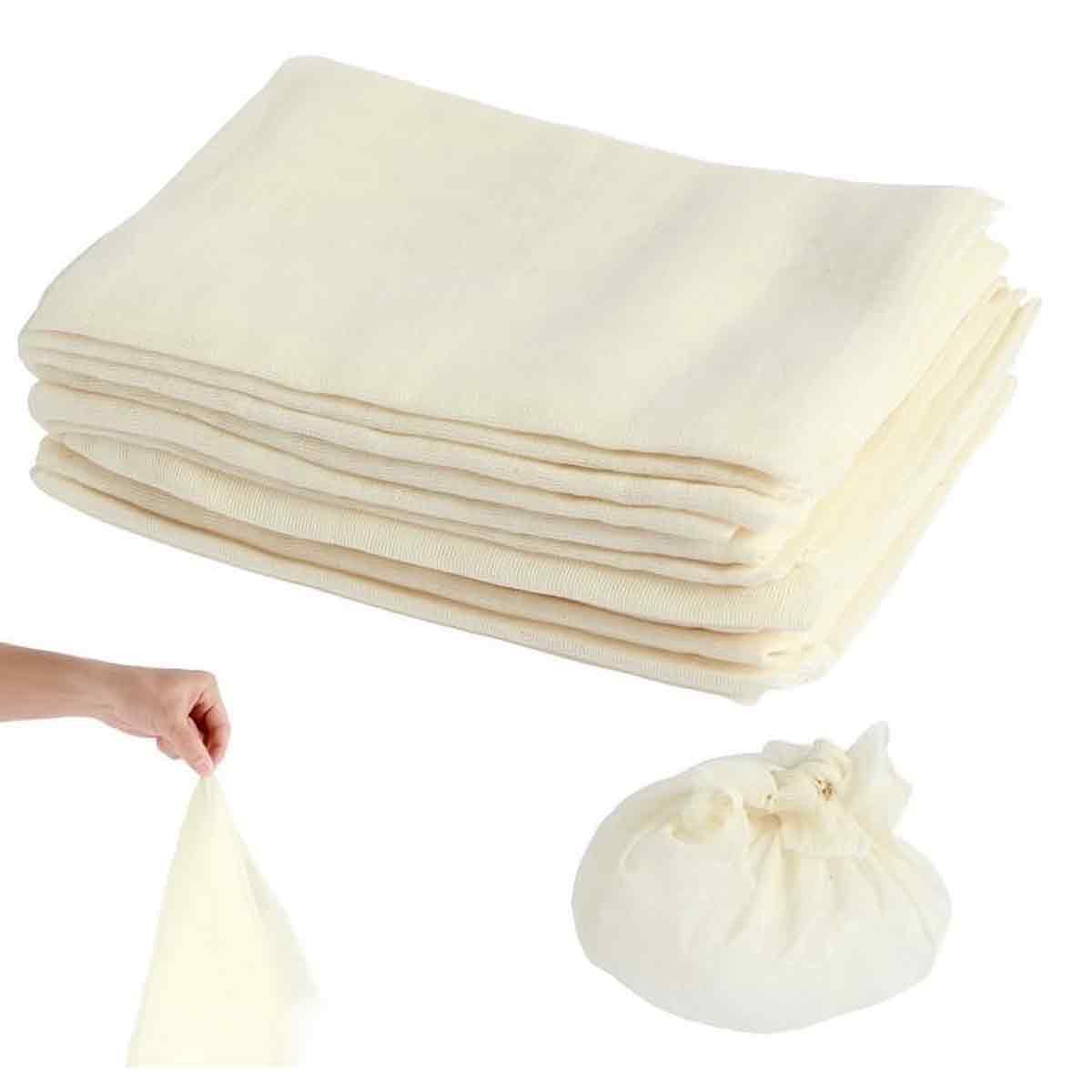 12 Stück 50 Cm Lange, Natürliche, Ungebleichte Baumwoll-käsetücher, Wiederverwendbare Bio-käsetücher Für Käseherstellung, Kaffee, Saftzubereitung Und Zum Abseihen.
