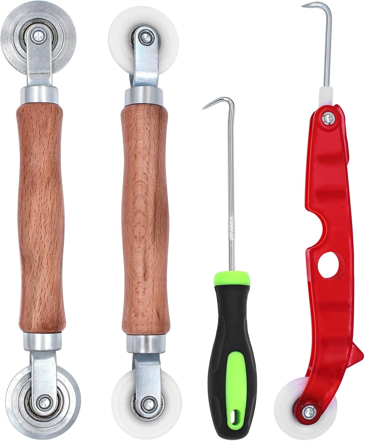 Set Mit 4 Rollenwerkzeugen Für Fliegengitter, Moskitonetz-dichtungsrolle Mit Einzel- Und Doppelrad, Dichtungsrolle Mit Holzgriff, Für Moskitonetz-tüll-fenstergitter