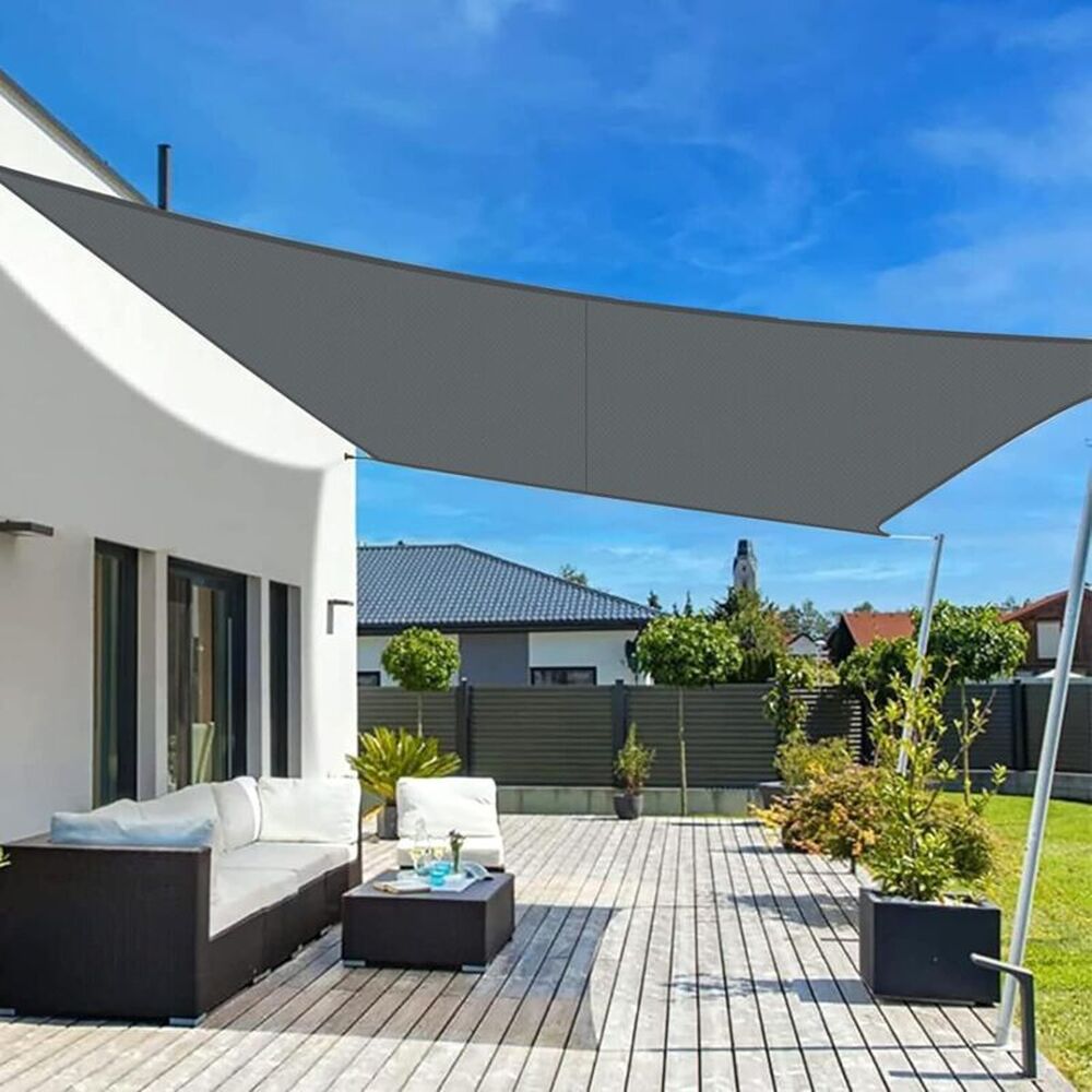 Rechteckiges, Wasserdichtes Sonnensegel Aus Pes (3 X 4 M), Anthrazitfarben, Mit 95 % Uv-schutz, Für Die Terrasse