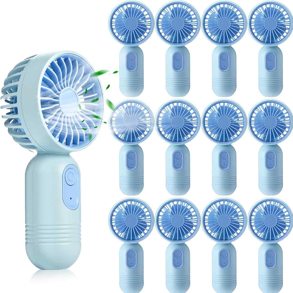 Wiederaufladbarer, Tragbarer Ventilator – 3 Geschwindigkeitsstufen – Usb – 12 Stück – Für Drinnen Und Draußen, Reisen Und Büro – Blau