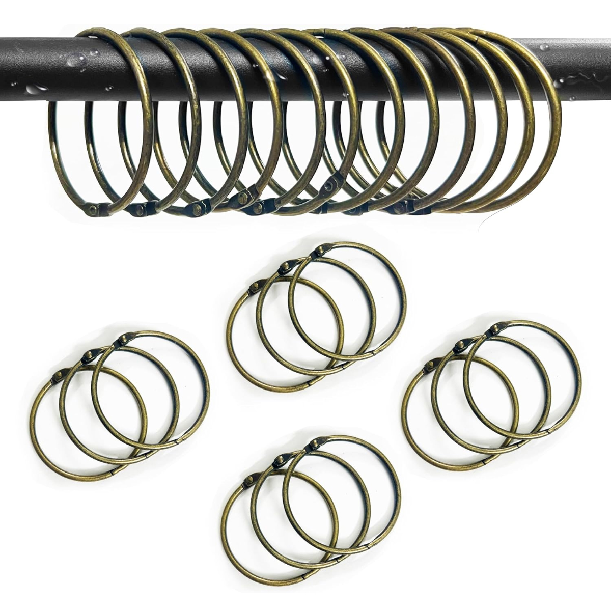 12 Gardinenringe, Metall, 50 Mm Durchmesser, Rostfrei, Bronze, Für Badezimmer