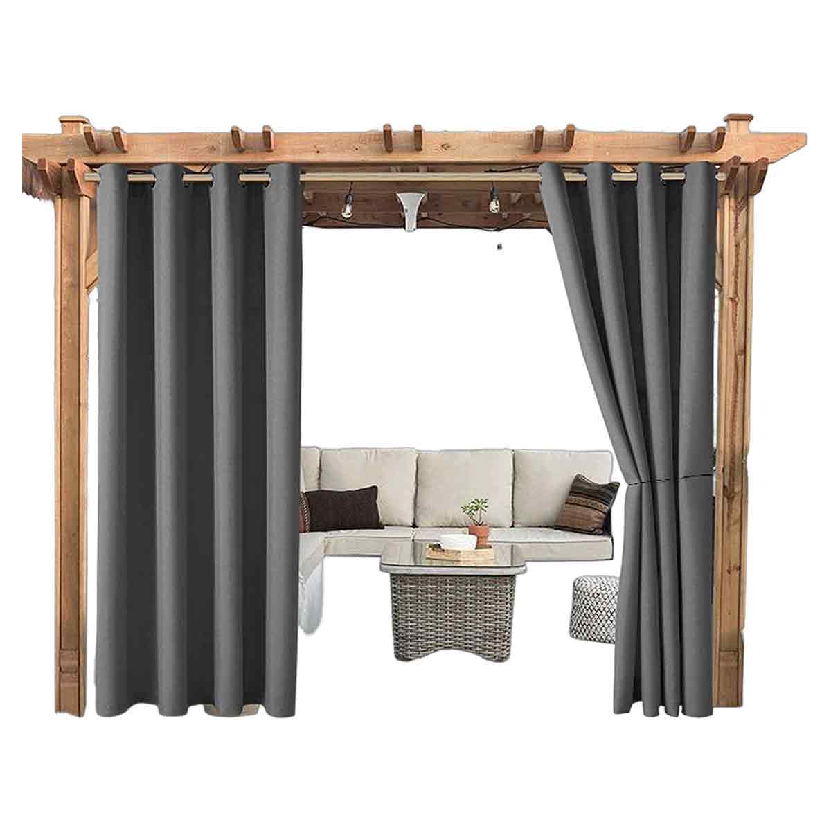 Wasserdichter Outdoor-vorhang Für Terrasse Oder Garten, 230 G/m², Uv-beständig, Hitzebeständig – Dunkelgrau – 132 X 213 Cm