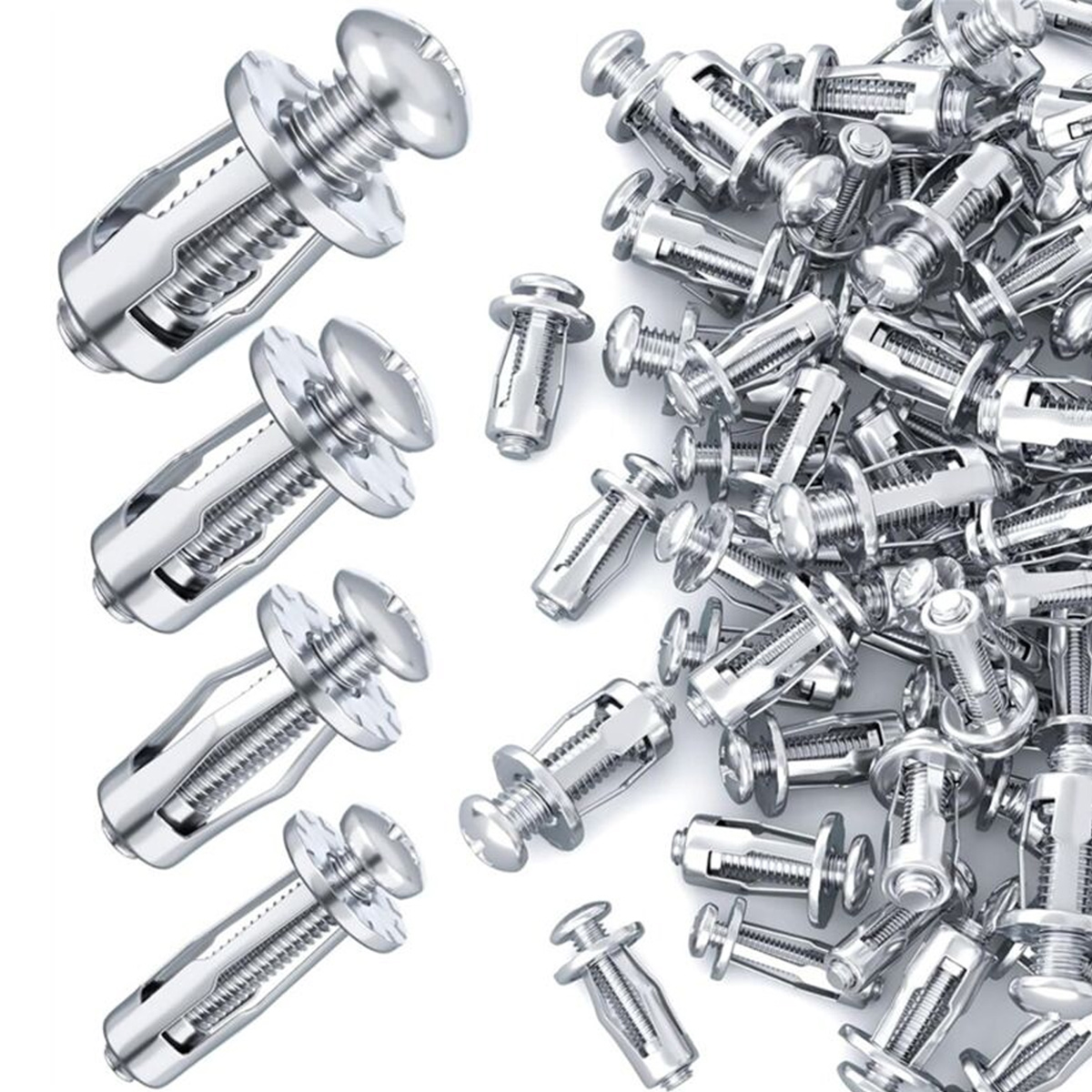 40 Spreizdübel M4, M5, M6 Und M8 Für Hohlwände Aus Eisen, Kunststoff, Sperrholz Und Hartplatten (silber).