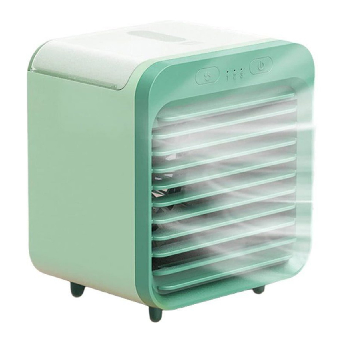Mini-wasserklimaanlage Mit Ventilator, Tragbar, Usb-aufladbar, 3 Geschwindigkeitsstufen, Mit Kühlbox Für Zuhause Und Büro, Grün