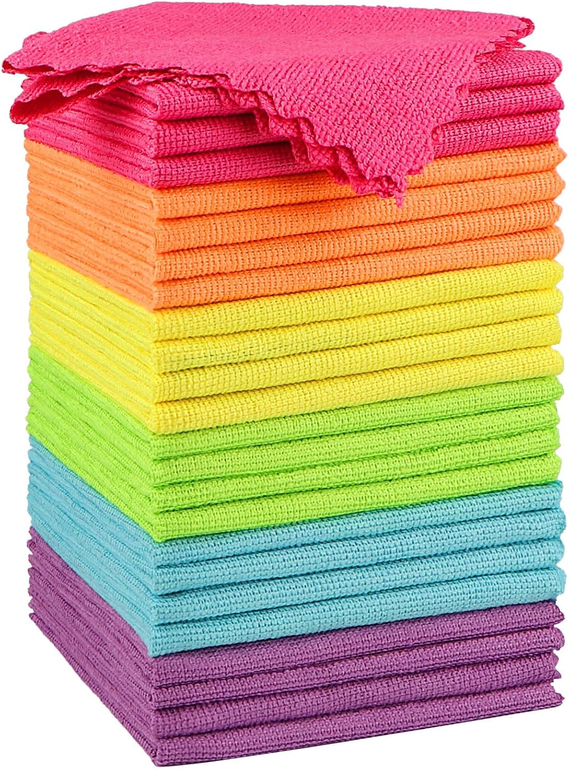 24-teiliges Haushaltsreinigungstuch-set – 4 Rosa, 4 Orange, 4 Gelbe, 4 Grüne, 4 Hellblaue, 4 Violette – 30 X 30 Cm