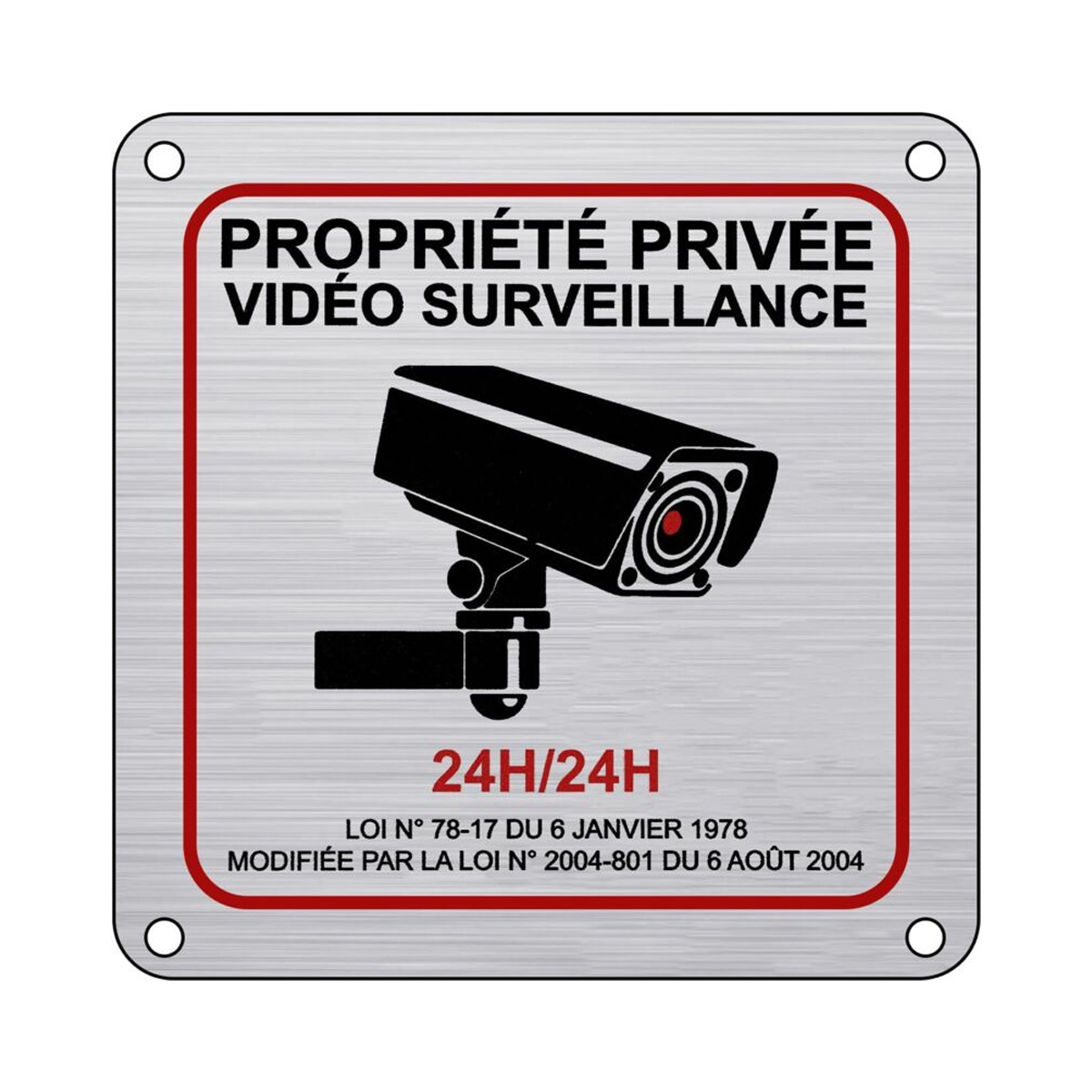 Aluminium-überwachungskamera-schild, 15 × 15 Cm, 24-stunden-videoüberwachung Für Die Familie, Inklusive Aufkleber Und Montagematerial