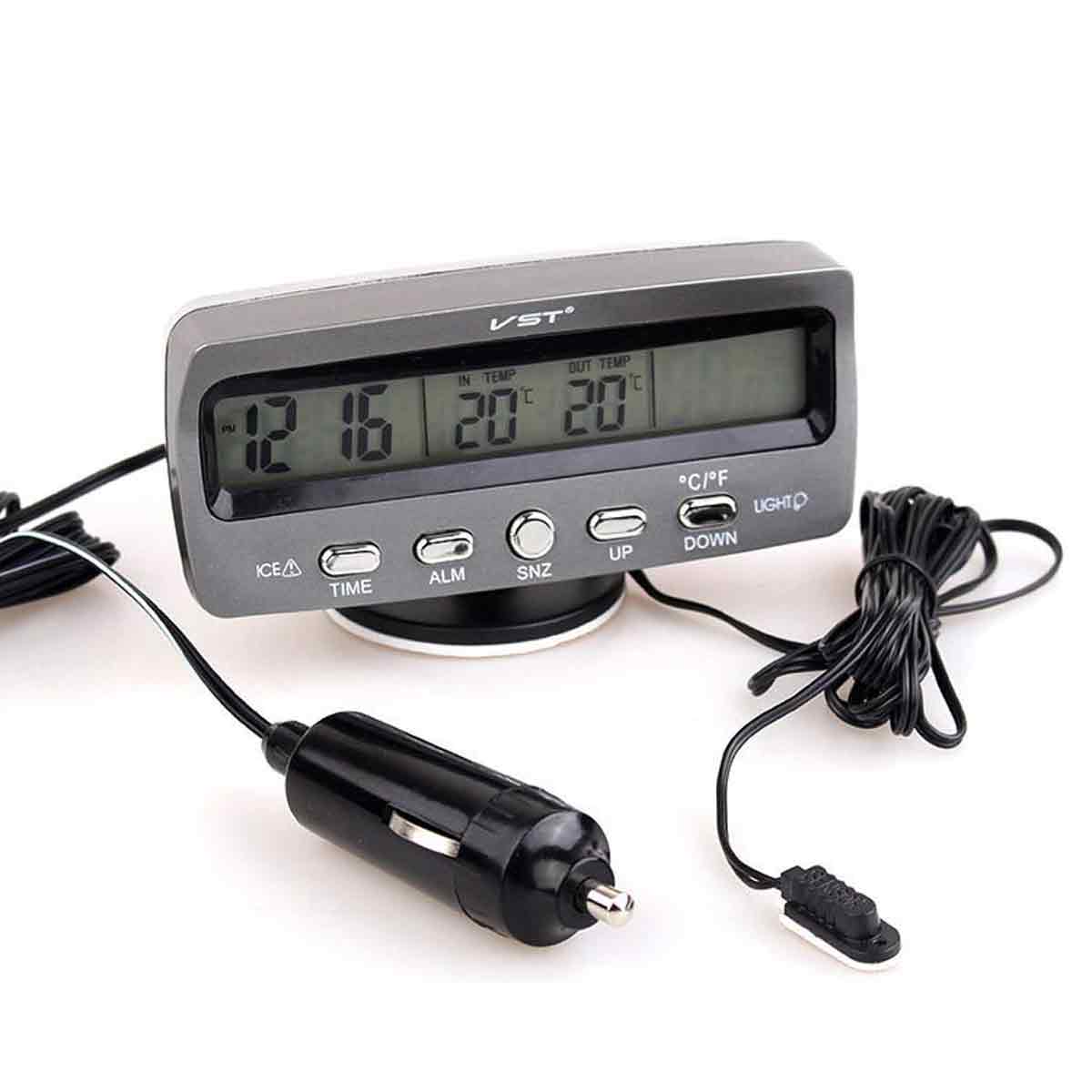 2-in-1-autouhr Mit Thermometer, Dual-thermometer Für Innen- Und Außenbereich Mit Temperaturfühler