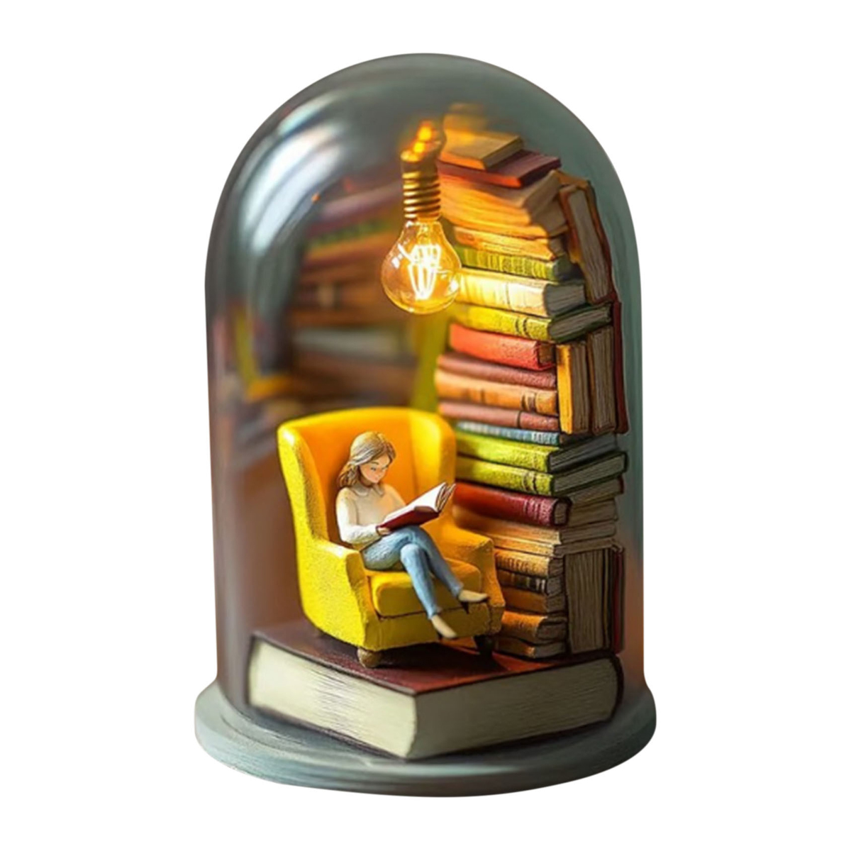 Nachtlicht Für Bücherliebhaber – Mini-leserskulptur Mit Led Und Mini-büchern, Schreibtischdekoration Für Bücherregale, Geeignet Für Lesebegeisterte