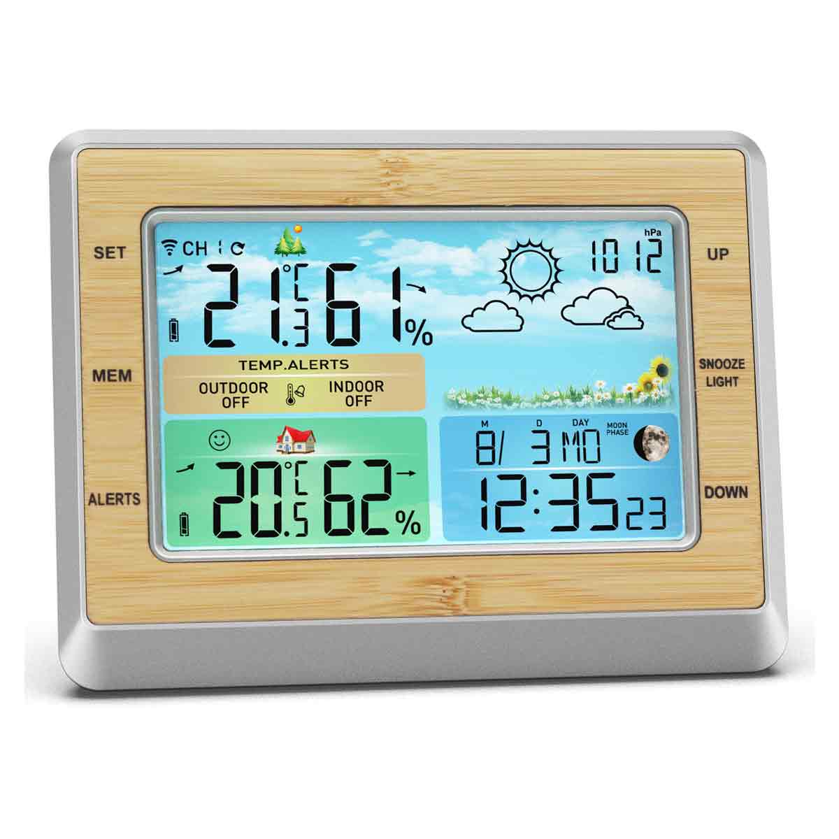 Paar – Drahtlose Wetterstation Mit Außensensor – Temperatur- Und Feuchtigkeitsüberwachung – 6-zoll-led-display – Messbereich -4