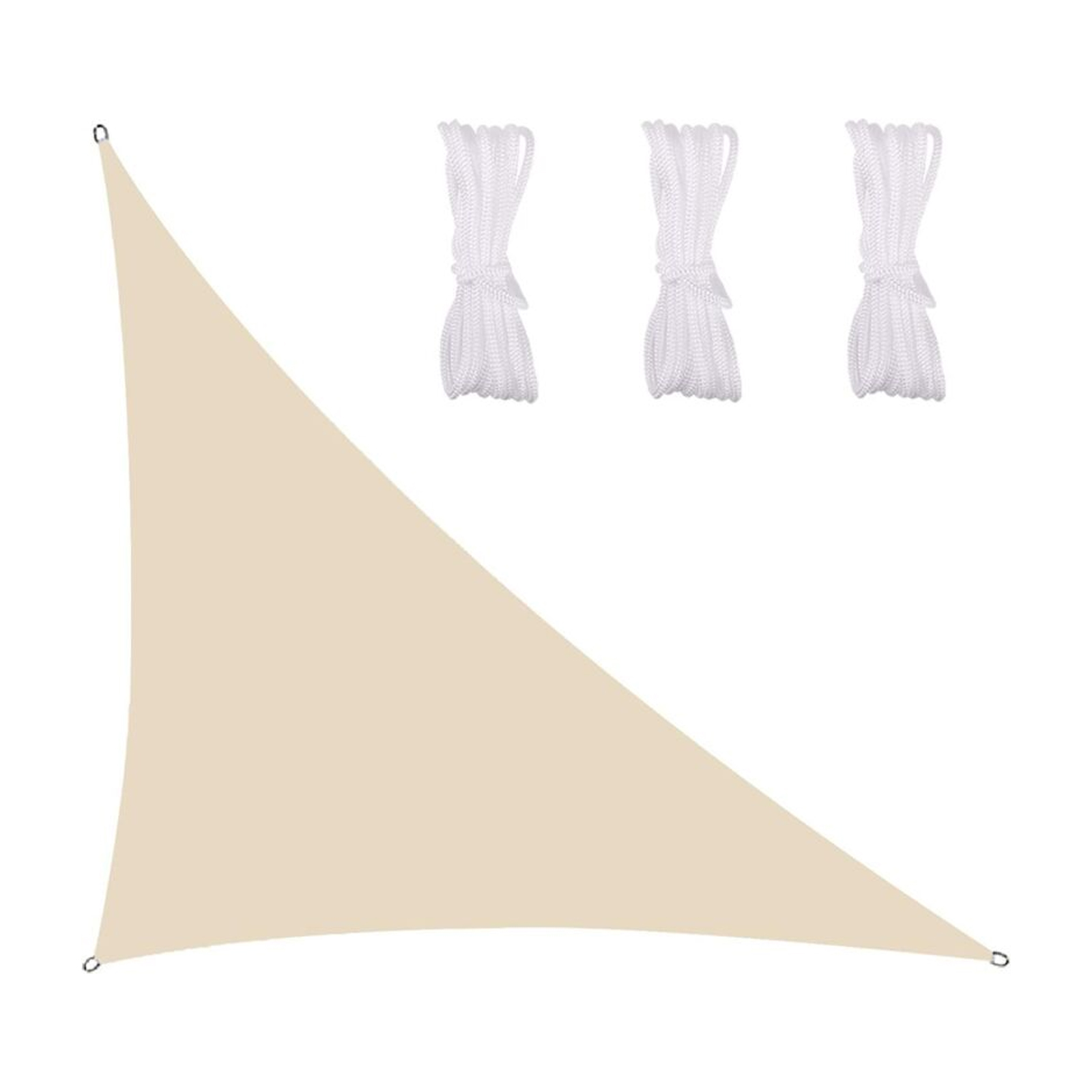 Wasserdichtes, Dreieckiges Sonnensegel 3x4x5 M – Hochdichtes Polyester – 95 % Uv-schutz – Wetterbeständig – Beige-weiß