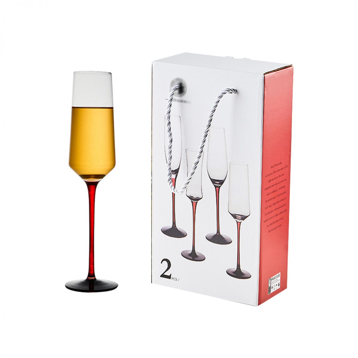 Elegante Kristall-champagnergläser (2er-set, 25,5 X 5 Cm) Mit Feinen, Zarten Henkeln, Perfekt Zum Servieren Von Rosé- Und Schaumweinen.